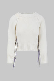 Maglione raglan con frange in misto cashmere - Eufonia